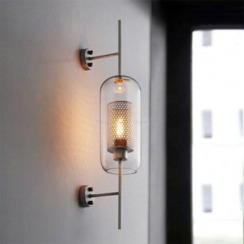 Nordic Modern Iron Glass Wall Lamps for Bedroom Bedsides Study Wall Lights Loft Retro Decoration Lamp LED Mirror Light Fixtures