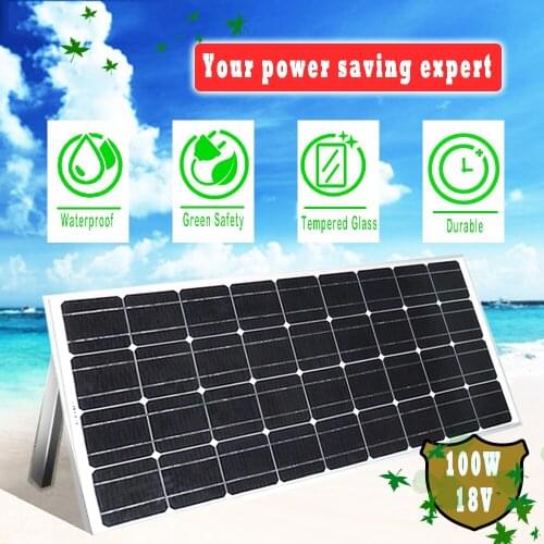 Glass solar panels single crystal silicon steel structure frame 100W 36 batteries 125mm*125mm for 12V 18V battery charging