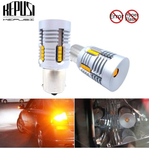 2pcs 1156 BA15S P21W BAU15S LED No Hyper Flash Amber Yellow 24SMD 2020 LED 7507 PY21W LED Bulbs For Turn Signal Lights Canbus