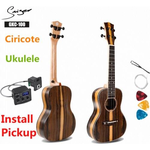 Ukulele 23 Inches Ciricote Mini Electric Concert Acoustic Travel Guitar 4 Strings Ukelele Guitarra Install Pickup Retro Matt