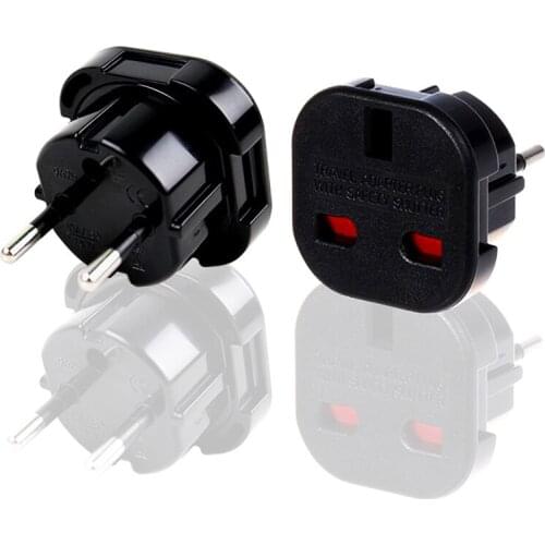 Universal Black copper CE 240V 10A 16A Electrical AC power UK to EU adapter plug 4.0mm 2pins multifunction converter socket