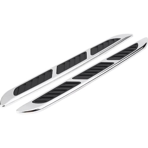 Universal 2pcs chrome plated surface Car Exterior Hood Side Door Air Flow Vent Cover Intake Grille Decorative Trim Sticker