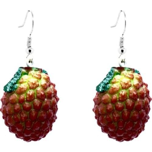Funny New Simulation Durian Litchi Walnut Fruit Resin Earrings Female Fashion Creative Personality Plant Jewelry Gifts