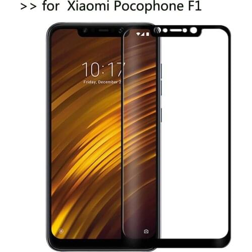2PCS Full Gule Cover Glass for Xiaomi Pocophone F1 6.18" Screen Protector Tempered Glass Protective Film Glass
