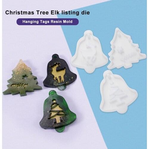 1PCS Jewelry Making Tools Crystal Resin Mold Christmas Tree Hanging Tags Silicone Mould Epoxy Resin Molds