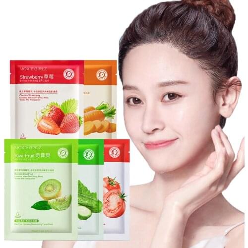 1Pcs Natural Fruit Plant Moisturizing Hydrating Oil Control Brightening Sheet Face Mask Shrink Pores Skin Care Beauty Cosmetics