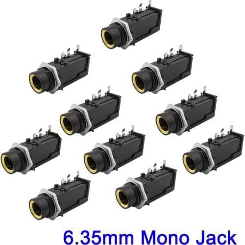 100Pcs 6.35mm Jack Audio Speaker Connector 1/4 Inch 6.35mm Mono Female Socket PCB Panel Mount Microphone Chassis Audio Adapter