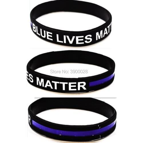 300pcs Thin Blue line Blue lives matter silicone wristband bracelet free shipping by DHL