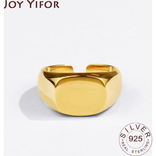 925 Sterling Silver Charming Irregular Chain Geometric Rings Gold Open Rings For Women Men Flat Surface Party Gifts Accessories