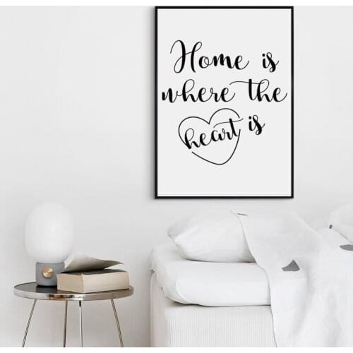 Abstract English Phrase Poster Home And Heart letter Canvas Painting Wall Art Pictures for Living Room Home Wall Decoration