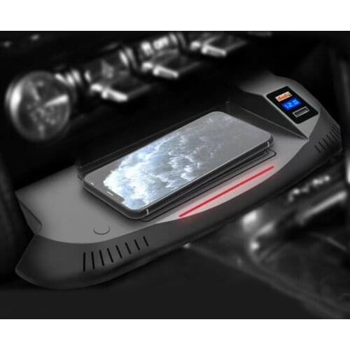 15W QI car wireless charger fast phone charger charging plate pad charging holder for Ford Mustang accessories 2015-2020