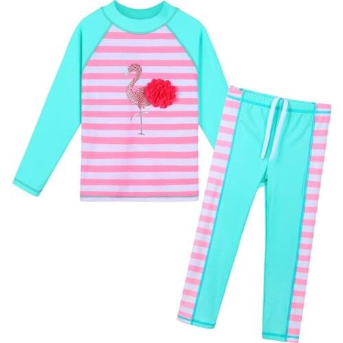 BAOHULU 2021 Girls Swimsuit Two-Piece Swimming Cute Swimsuit Casual Swimming Suit Children Floral Print Water Sport Beach Wear