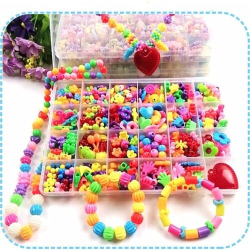 Kids Acrylic Beads Set Diy Spacer Charms Beads For Jewelry Making Childrens Bracelet Necklace Jewelry Kid Toys Box Accessories