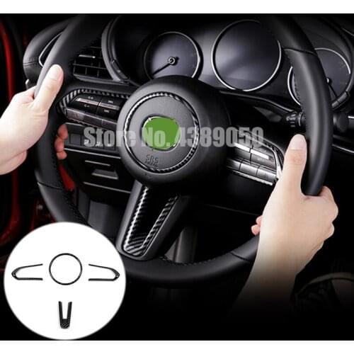 For Mazda cx-30 2019 2020 ABS Carbon fibre Car Steering wheel Button frame decoration Cover Trim Car styling accessories