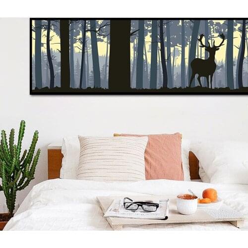 Elegant Poetry Elk Deer Landscape Canvas Shadow Banner Simple Canvas Painting Art Print Poster Wall Paintings Modern Wall Décor