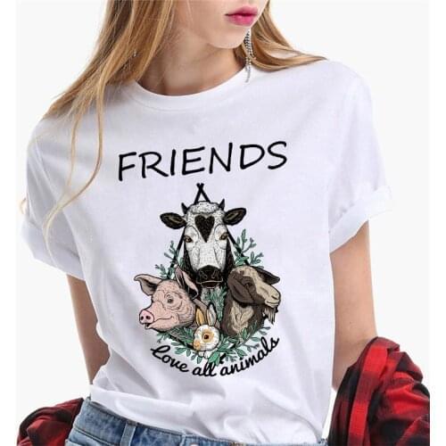 2021 Summer T-shirts Harajuku Tees Animal Cow graphic tshirt women O-neck Tops Casual T-shirts White Short Sleeve t-shirt femme