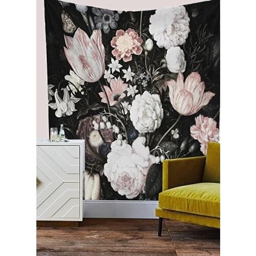Tapestry Wall Black Flower Bedroom Decor Hanging Cloth Wall Decor Bedside Decoration Photo Background Cloth Home Accessorizes