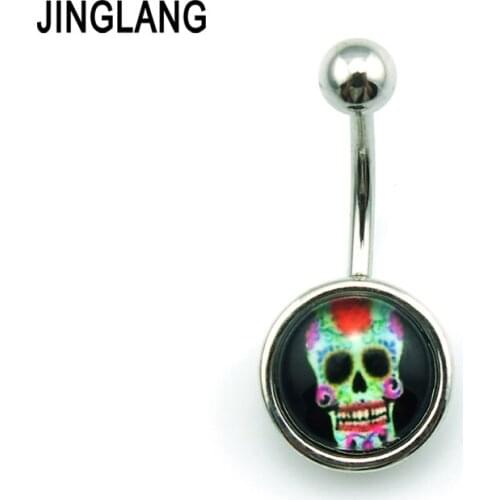 Fashion Belly Button Rings Surgical Steel Barbell Color Skull Navel Body Piercing Jewelry