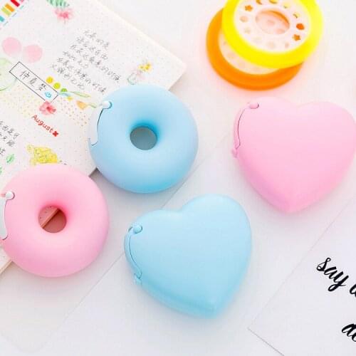 Korean Creative Cartoon Stationery Portable doughnut Tape Block Invisible Cutter attached to small Tape