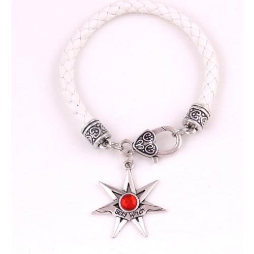 Beautiful Women Bracelet Special Design Written Sexy Witch And Colorful Crystal Antique Silver Material Zinc Alloy Dropshipping