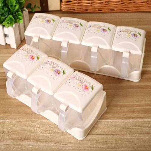 Kitchen container Organizer Storage Boxes Transparent plastic Spices Seasoning Sugar Salt container accessories 3pcs/4pcs/set