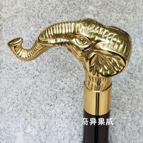 The copper elephant head wood cane cane stick film props Scepter