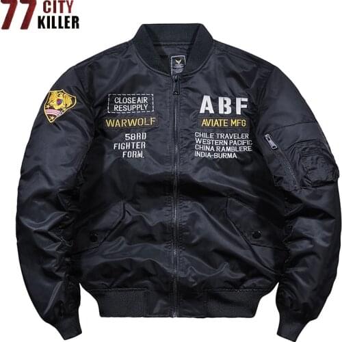 Embroidery Pilot Jacket Men Spring Autumn Military Bomber Jackets Male Windbreaker Baseball Jacket Casaco Masculino Size M-4XL