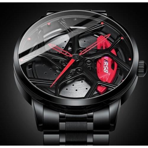 3D Hollow Car Rim Hub Mens Watch Personality Unique Custom Design Car Rim Fashion Waterproof Wristwatch Men Religio Masculino