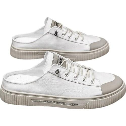 2021 Spring Summer New Korean Style Flat Canvas Shoes Breathable Slip-on Solid Colors Shallow Mens Vulcanize Shoes Anti-Odor