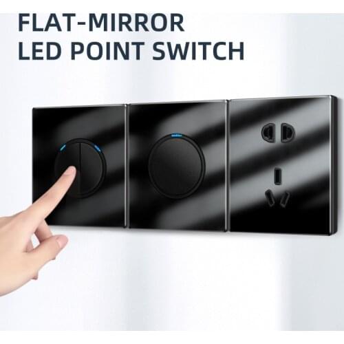 Aleleke Touch Light Switch Wall Sockets 300W Wall Led Switch Vintage Crystal Panel Power Socket Electrical Outlets For Home