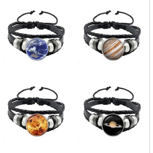 New Arrival Solar System Bracelet Moon Earth Space Planet Leather Bracelet Charm Women Men Fashion Bracelets Gift Wholesale