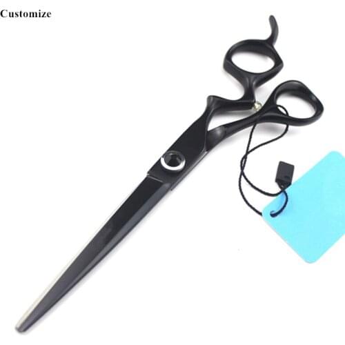 Customize logo japan steel 7 '' black gem Pet dog grooming hair scissors cutting barber makas pet shears hairdressing scissors