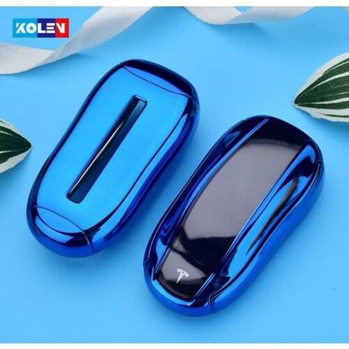 Plating TPU+PC Car Remote Key Cover Case Holder For Tesla Model 3 Model S Model X Car Smart Key Accessories Keychain Holder Fob