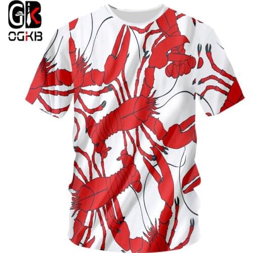 OGKB New Arrival Women/mens Print Red Lobster 3d Tshirt Funny T-shirt Unisex Short Sleeve Round Neck Casual Tee Shirts 7XL