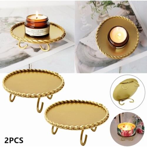2Pcs/Set Iron Plated Candle Holder Desktop Candle Pillar Candlestick for Wedding Party Festival Home Decor
