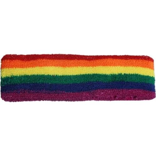 Unisex Rainbow Headband Hair Band Cotton Towel Fabric Sweat-absorbent Soft Headband For Men Women Sports Running Fitness