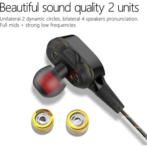 Stereo Wired Earphone In-ear Headset Earbuds Bass Earphones Dual Drive For IPhone Samsung 3.5mm Sport Gaming Headset