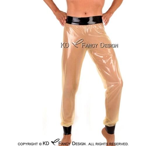 Transparent And Black Sexy Loose Latex Pants Rubber Trousers Bottoms CK-0042