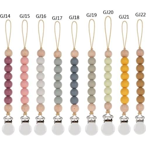 Pacifier Clips Chain Silicone Beads BPA Free Dummy Clip Holder Soother Chains F3ME