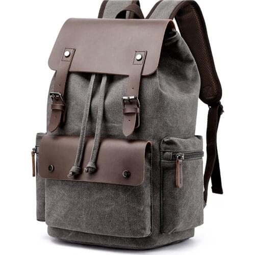Tilorraine 2021 new canvas leisure bag double shoulder computer bag mens backpack unisex schoolbag large capacity travel bag