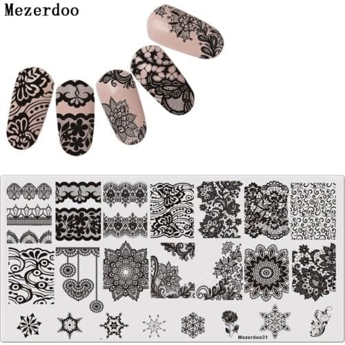 Vintage Templates Lace Flower Pattern Stamping Nail Art Image Plate Stainless Steel Template Polish Manicure Stencil Tools