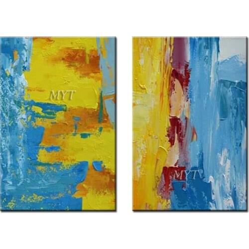 High Quality Yellow Blue Oil Painting Handpainted Paintings Wall Art Home Decor Picture Modern Oil Painting On Canvas Unframe