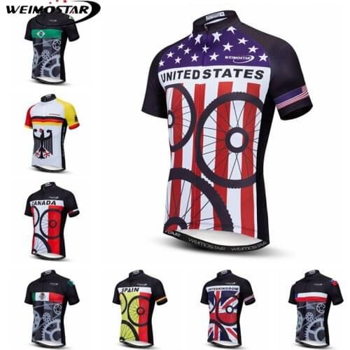 Weimostar 2019 Summer USA Cycling Jersey Top Men Mountain Bike Clothing Ropa Ciclismo Pro Team Bicycle Clothes Road Cycling Wear