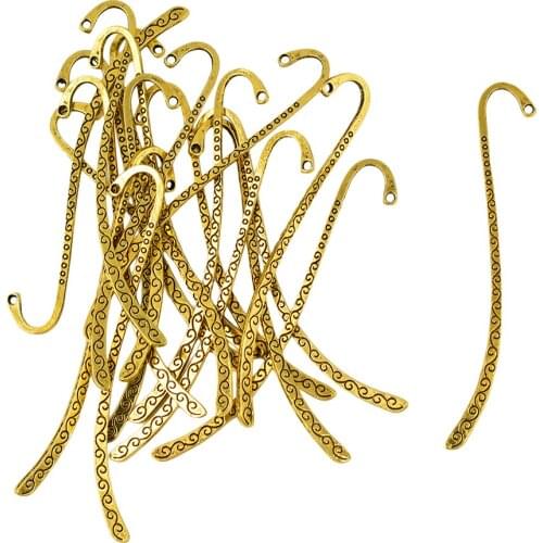 20Pcs Tibetan Silver Bookmark Classical Beading Line Pattern Bookmarks With Loop For Home Jewelry Making Accessories 2 Colors