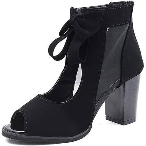 Womens Chunky Mid Block Heels Sandals Ladies Peep Toe Party Boots Shoes