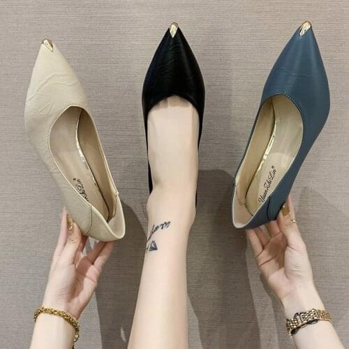 Big Size 34-42 Ol Office Lady Shoes Gold Pointed Toe Pumps 5cm Heels Women Boat Shoes Green Spring Autumn zapatos mujer 8655G