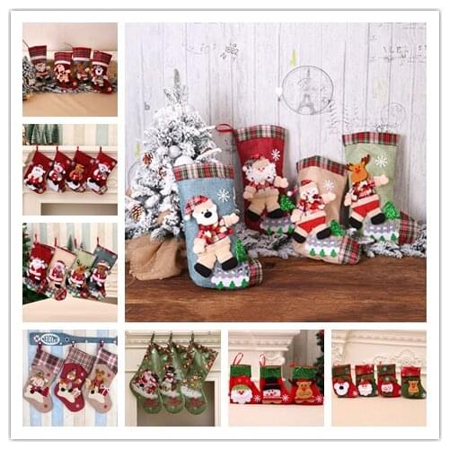 1pc Christmas Stocking Gifts Bag for Children Xmas Tree Pendant Decoration for Home Christmas Party Happy New Year Navidad Decor