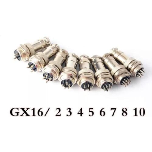10sets Aviation Connector Socket Plug GX16 2/3/4/5/6/7/8/10 Pin Male + Female 16mm Diameter Wire Panel Circular Connector