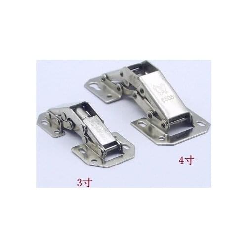 10 Pcs 90 Degree Cabinet Hinges 3 Inch No-Drilling Hole Bridge Shaped Spring Hinge Cupboard Door Furniture Hardware With Screws