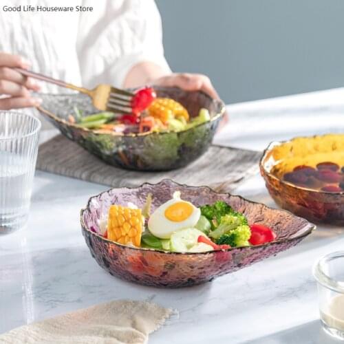 400ML Phnom Penh Transparent Glass Fruit Salad Bowl Creative Nordic Style Water Drop Breakfast Tableware
